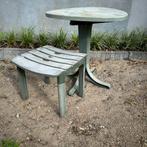 Tuintafel en voetenbankje, Tuin en Terras, Tuintafels, Ophalen, Gebruikt, Rond