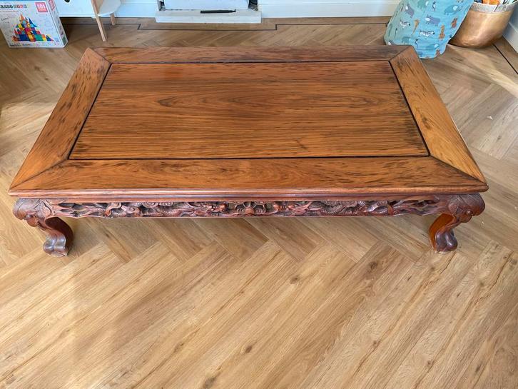Antieke echte Opium Tafel - Prachtig Houtsnijwerk, Huis en Inrichting, Tafels | Salontafels, Gebruikt, Minder dan 50 cm, 50 tot 100 cm