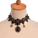 Victoriaanse choker ketting (gothic steampunk middeleeuwse), Verzenden, Nieuw, Zwart, Overige materialen