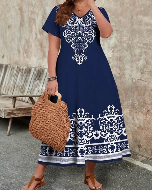 Jurkje Chloe Blauw ** NIEUW **, Kleding | Dames, Grote Maten, Nieuw, Jurk, Blauw, Verzenden