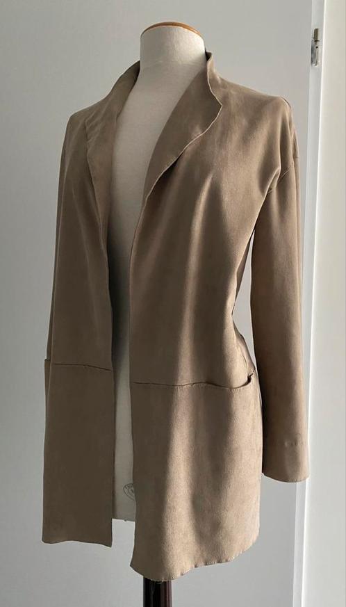 Prachtig suedine langere jas van Marccain 40, Kleding | Dames, Jasjes, Kostuums en Pakken, Zo goed als nieuw, Jasje, Maat 42/44 (L)