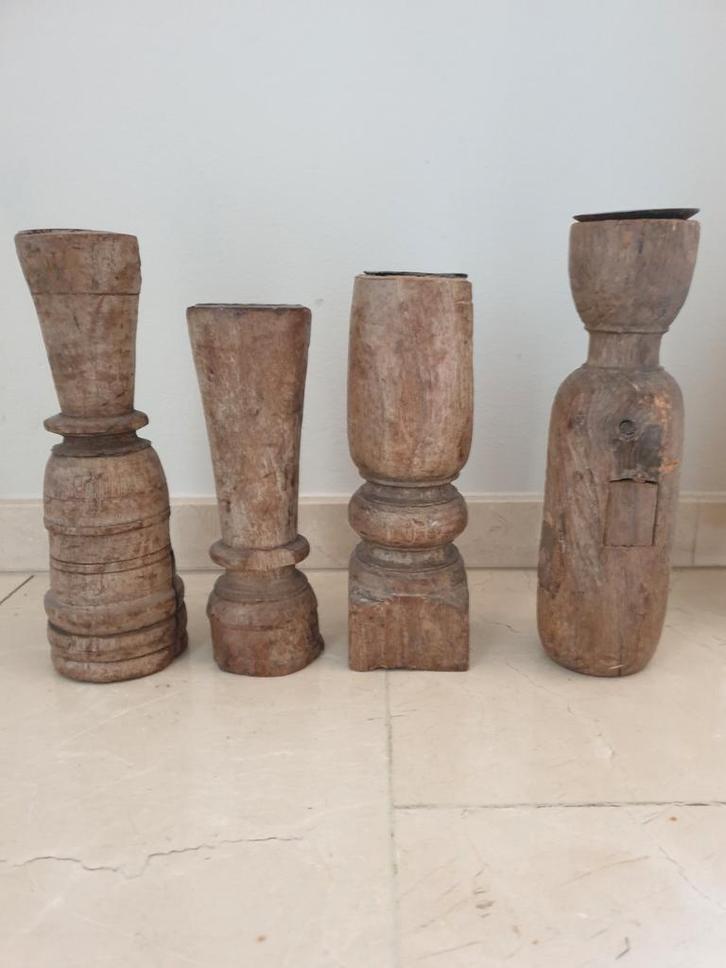 Houten kandelaars, Huis en Inrichting, Woonaccessoires | Kandelaars en Kaarsen, Kandelaar, 25 tot 50 cm, Hout, Ophalen of Verzenden