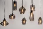 Hanglamp rookglas, Huis en Inrichting, Lampen | Hanglampen, Ophalen of Verzenden, Zo goed als nieuw, Glas, 50 tot 75 cm