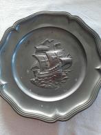 Tinnen bord met afbeelding zeilschip, Ophalen of Verzenden