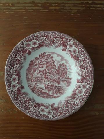 Antiek bord type royal tudor ware rood beschikbaar voor biedingen
