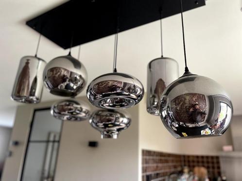 Hanglamp gerookt smoked glas 7 lichts, Huis en Inrichting, Lampen | Hanglampen, Zo goed als nieuw, 75 cm of meer, Glas, Ophalen of Verzenden