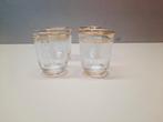 4 vintage kleine likeurglaasjes Frans gouden randje wit kant, Glas of Glazen, Ophalen of Verzenden, Overige stijlen, Glas