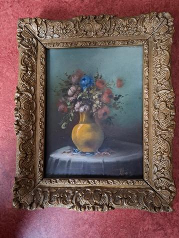 Oud schilderij, bloemen in vaas, voor 1927 beschikbaar voor biedingen