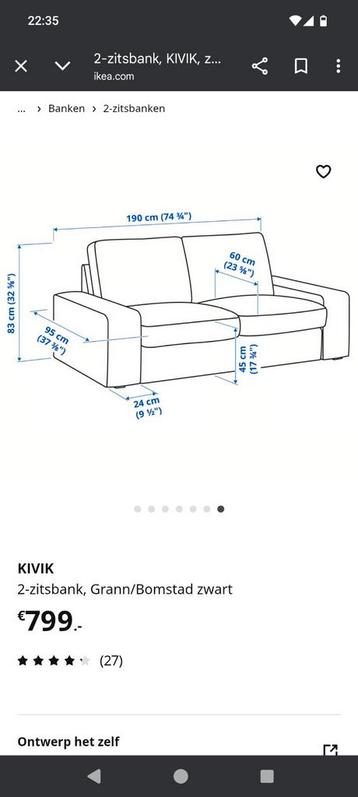 Ikea kivik 2 zits echt leer - afbeelding 5