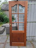 2 hardhouten deuren met Facet glas, Doe-het-zelf en Verbouw, Deuren en Horren, Ophalen, Gebruikt, 80 tot 100 cm, Binnendeur