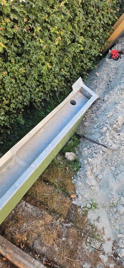 Zinken Dakgoot - Gebruikt, Doe-het-zelf en Verbouw, Buizen en Afvoer, Gebruikt, Dakgoot, Zink, 6 meter of meer, 60 tot 80 mm, Ophalen