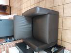 2 donkerbruine echt leren stoelen moeten weg!, Ophalen, Zo goed als nieuw, 50 tot 75 cm, Leer