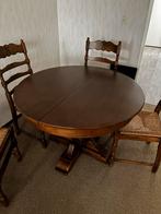 eiken eettafel rond/ovaal en 4 bijpassende stoelen, Ophalen, Zo goed als nieuw, 100 cm of meer