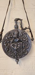 Oude vintage metalen buskruitfles, Antiek en Kunst, Ophalen of Verzenden