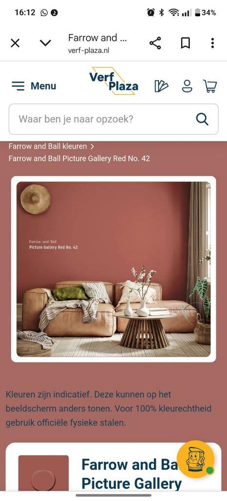 Farrow and ball picture gallery red 42, Doe-het-zelf en Verbouw, Verf, Beits en Lak, Zo goed als nieuw, Verf, Minder dan 5 liter
