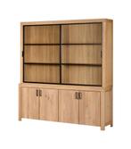 eiken vitrine kast Denmark 6drs,  uit voorraad leverbaar, Huis en Inrichting, Met deur(en), 200 cm of meer, Nieuw, Ophalen of Verzenden