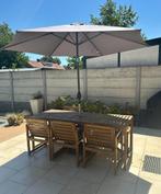 Tuinset NÄMMARÖ, 4 stoelen, bank, tafel + parasol + hoes, Ophalen, Bank, 6 zitplaatsen, Zo goed als nieuw