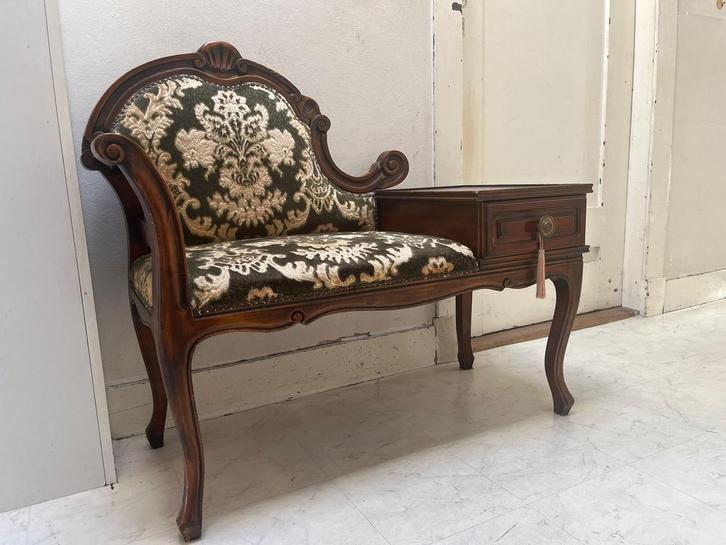 Telefoonbankje vintage queen ann style antiek, Antiek en Kunst, Antiek | Meubels | Stoelen en Banken, Ophalen