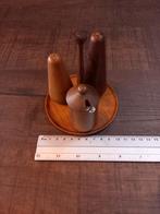 Vintage jaren 60 peper en zoutstel van teakhout + mosterdpot, Ophalen of Verzenden