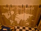 Map of the world, hout 3 delig, Huis en Inrichting, Woonaccessoires | Kamerschermen, Ophalen, Zo goed als nieuw