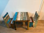 Houten kindertafel met 2 stoelen, Kinderen en Baby's, Kinderkamer | Tafels en Stoelen, Ophalen, Zo goed als nieuw, Tafel(s) en Stoel(en)