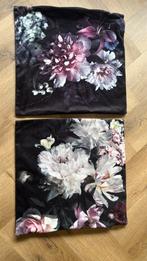 Sierkussens met bloemen velours, Ophalen of Verzenden, Zo goed als nieuw, Zwart, Vierkant