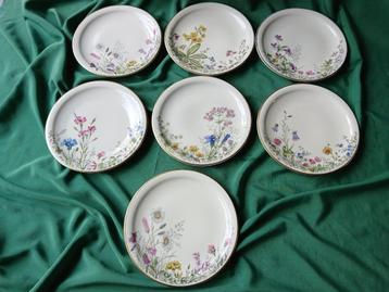 Selb Bavaria Krautheim, Wiesengrund 7 prachtige borden 19 cm beschikbaar voor biedingen