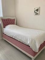 Zgan boxspring bed van HKM Comfort met opbergruimte, Ophalen, 90 cm, Eenpersoons, Wit