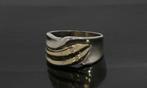 Design 14k gouden en zilveren unisex ring abstract vintage