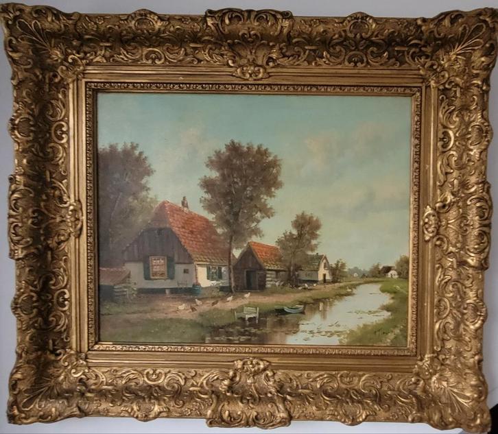 Schilderij met lijst - 48x38 cm, Antiek en Kunst, Kunst | Schilderijen | Klassiek, Ophalen of Verzenden