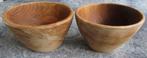 2 teakhouten schalen Thailand  15 cm doorsnee - samen 5,00, Huis en Inrichting, Gebruikt, Schaal, Rond, Ophalen of Verzenden