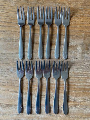12 Vintage Gero Zilmeta 507 Polka gebaksvorkjes taartvorkjes beschikbaar voor biedingen