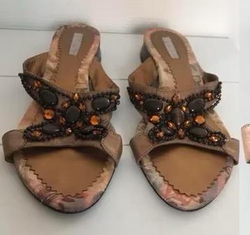 Sandalen slippers brons/goud taxi steentjes bruin oranje 37 beschikbaar voor biedingen