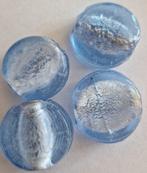 4 silverfoil helder blauwe glas kralen 25 mm, Verzenden, Nieuw, Kraal