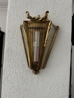 Koperen Wandlamp met Kristalglas, Ophalen of Verzenden, Zo goed als nieuw, Glas