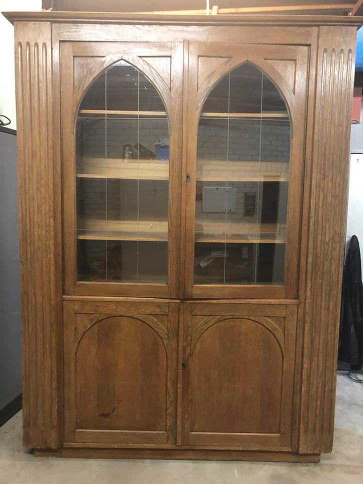 WEG=WEG Antieke kast met glazen deuren., Antiek en Kunst, Antiek | Meubels | Kasten, Ophalen