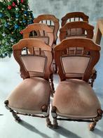 Set van 6 Eetkamerstoelen - Klassiek Design, Huis en Inrichting, Stoelen, Ophalen, Hout, Gebruikt, Bruin