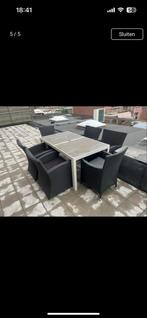 Tuinset met 6 stoelen - Wicker, Tuin en Terras, Tuinsets en Loungesets, Ophalen, Gebruikt, Eettafel, 6 zitplaatsen