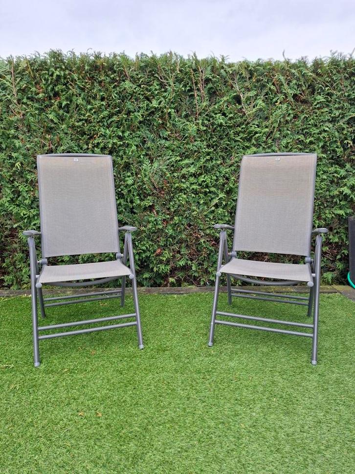 2 verstelbare Tuinstoelen, Tuin en Terras, Tuinstoelen, Gebruikt, Metaal, Verstelbaar, Ophalen of Verzenden