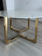 Marmerlook tafel met gouden poten - Ø 130 cm, Huis en Inrichting, Tafels | Eettafels, 100 tot 150 cm, Rond, Ophalen of Verzenden