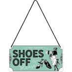 Shoes Off schoenen uit relief reclamebord van metaal deco, Info@deconoord.nl, Deco Noord, Nieuw, Ophalen of Verzenden