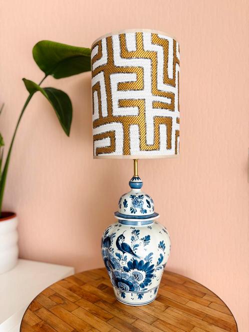 Delfts vaaslamp, Huis en Inrichting, Lampen | Tafellampen, Gebruikt, Minder dan 50 cm, Ophalen of Verzenden