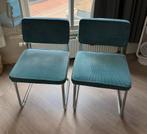 2 buisframe eetkamerstoelen in het (zee)blauw, Huis en Inrichting, Stoelen, Ophalen, Gebruikt, Twee, Blauw