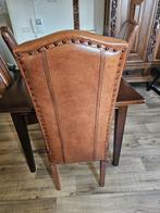 uitschuifbare koloniaal tafel met leren stoelen, Ophalen, Gebruikt, Leer, 4 tot 6 stoelen