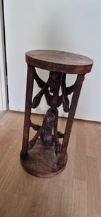 Afrikaans houten bijzettafeltje/krukje, Ophalen, Minder dan 45 cm, Minder dan 55 cm, Gebruikt