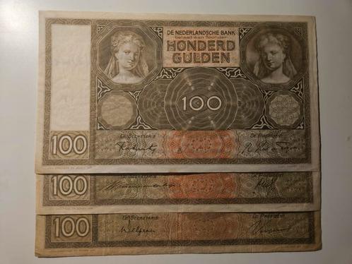 3 variaties 100 Gulden 1930 (Luitspelende Vrouw) Nu €87,50, Postzegels en Munten, Bankbiljetten | Nederland, 100 gulden, Ophalen of Verzenden