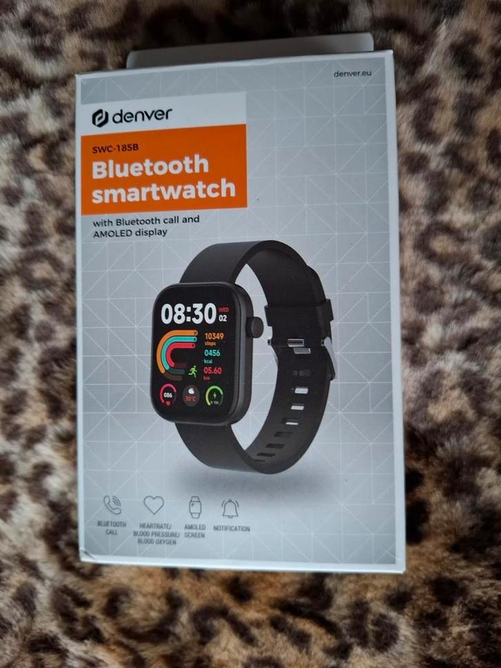 Denver Smartwatch - zwart SWC185B met belfunctie. Nieuw, Sieraden, Tassen en Uiterlijk, Smartwatches, Nieuw, Android, Zwart, Slaap
