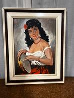 Vintage schilderij zigeunerin,, Huis en Inrichting, Woonaccessoires | Schilderijen, Tekeningen en Foto's, Ophalen of Verzenden