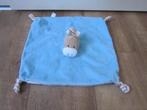 Grote lichtblauwe bruin-ecru gestreepte knuffeldoek paard, Ophalen of Verzenden, Nieuw, Paard