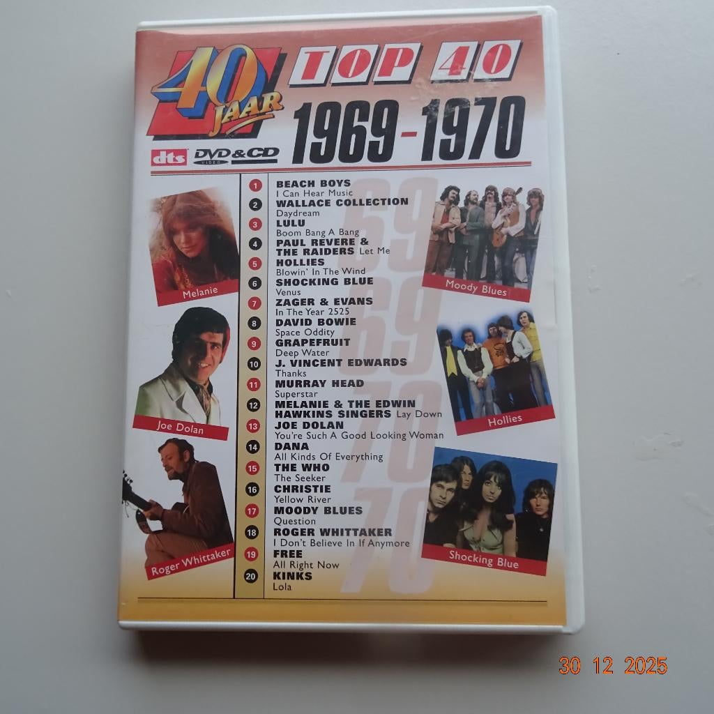 40 Jaar Top 40 - 1969-1970 - David Bowie, Kinks eva (dvd/cd), Cd's en Dvd's, Dvd's | Muziek en Concerten, Alle leeftijden, Verzenden